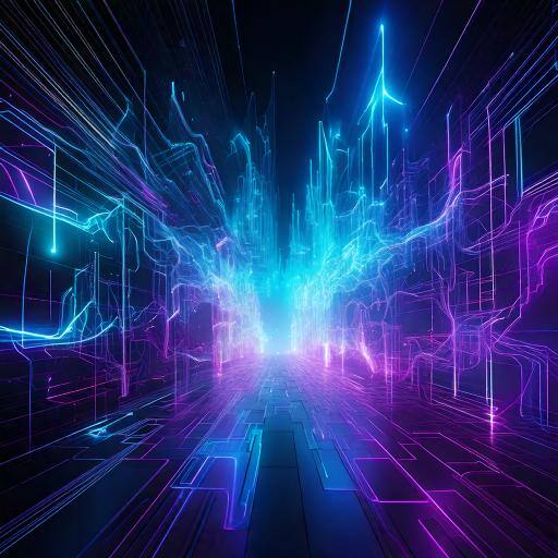 Futuristic electric abstract blue purple environment