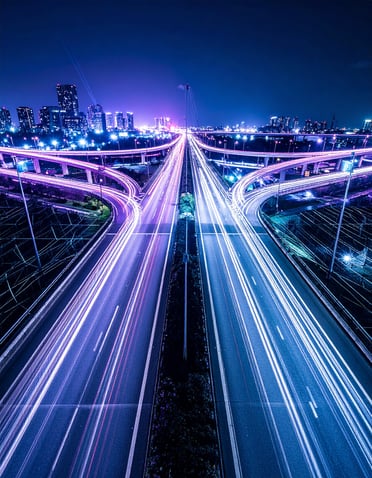 Firefly_Abstract intersection made of light beams and data grids, symbolizing evolution of th 545412