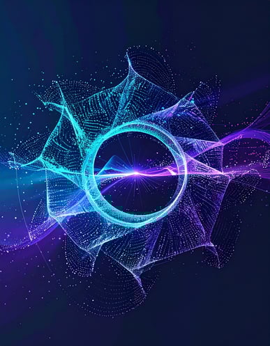 Firefly_Digital particles forming an abstract turbine or data core, representing data as ener 557140