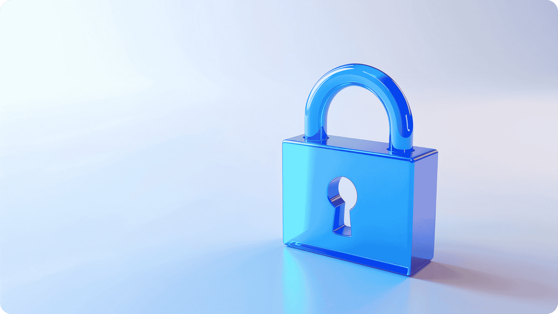 A light blue lock on a plain background