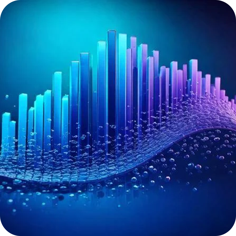 A blue and purple abstract bar graph
